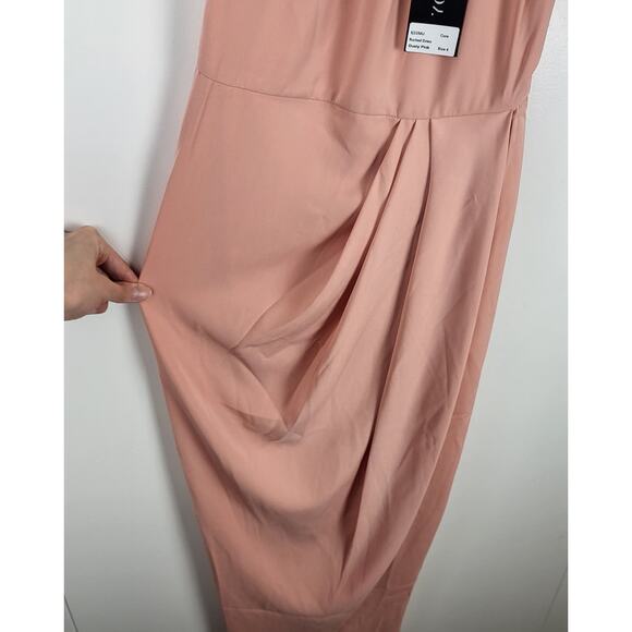 SOLD | NWT Shona Joy Draped Halter Tulip Midi Ruched High Neck Gown in Pink | 6 - Picture 7 of 8